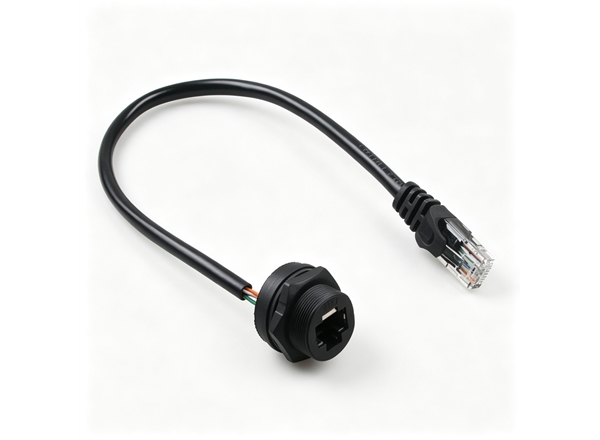 RJ45 Male to Female Waterproof Ethernet Extension Cable, Panel Mount Connector, Airtight Test Passed, IP68 Rated, Factory Direct